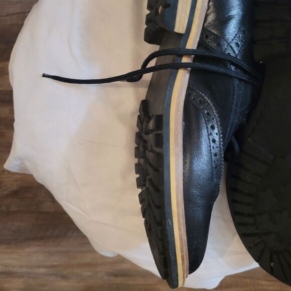 1901 Wingtip Men's boots brogue Oxford lace up leather shoes Size 11 black - Picture 12 of 15